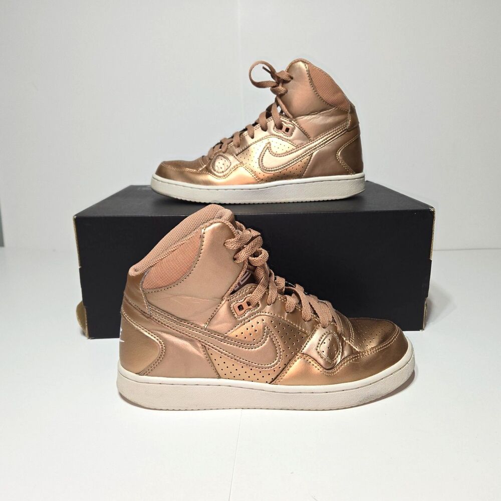 Nike Son of Force Mid Sneakers Metallic Bronze White Women's Size 7.5 Rose Gold - Picture 2 of 8